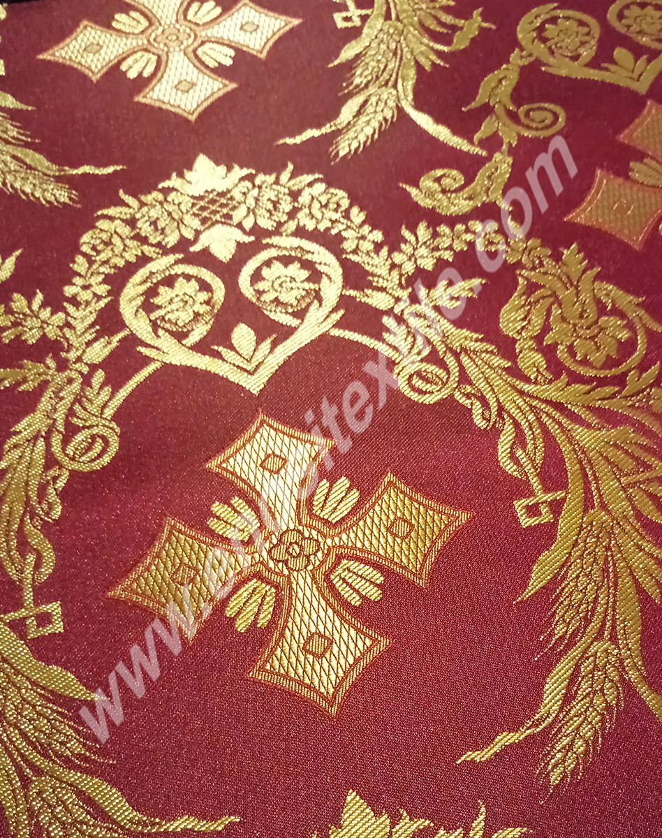 KL-045 Claret Red-Gold Brocade Fabrics